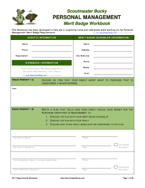 Personal Management Merit Badge Worksheet - Fill Online ...