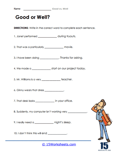 good and well worksheet