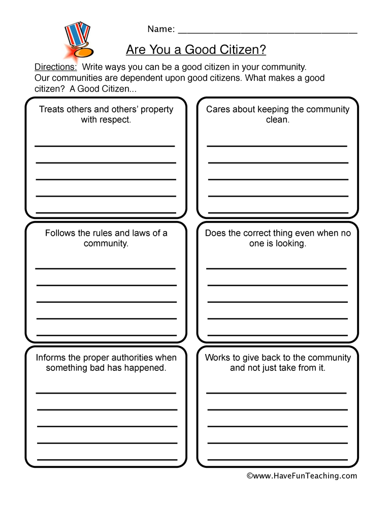Good Citizenship Worksheet  
