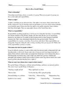 good citizen worksheet