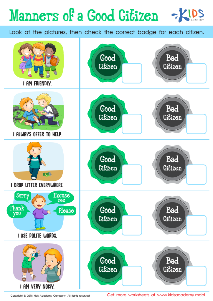good manners for kids worksheet