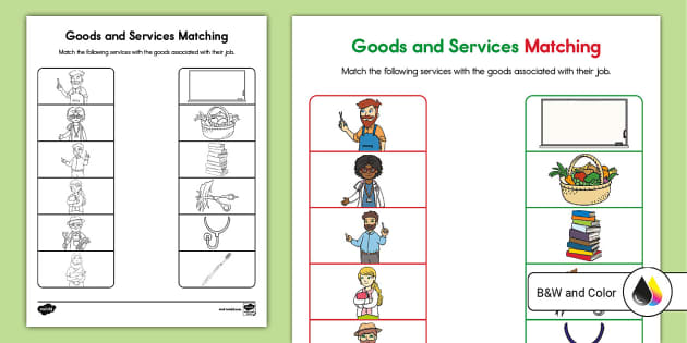 First Grade Goods and Services Matching Activity - Twinkl