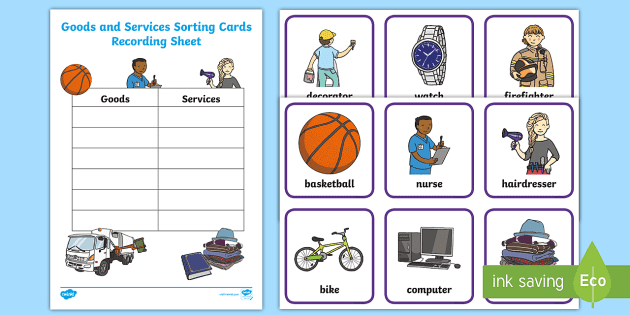 Goods and Services Sorting Cards (Lehrer gemacht) - Twinkl
