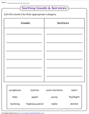 Goods and Services Worksheets