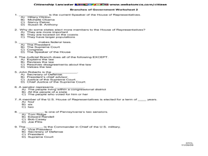 Branches of Government Worksheet 2 Worksheet for 5th - 8th Grade ...
