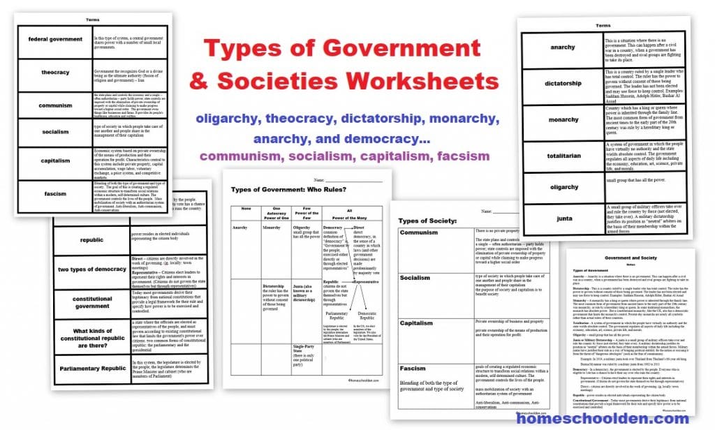 World Leaders &  Types of Government Worksheets - Homeschool Den