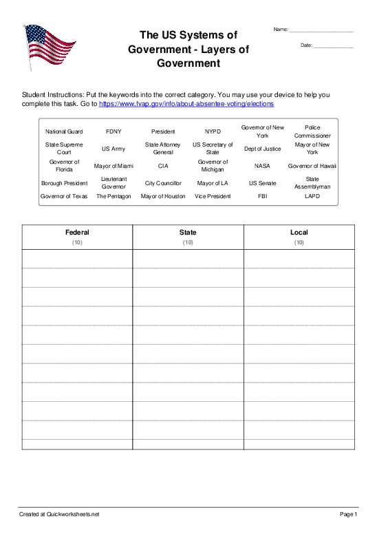 government worksheet