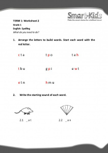 gr 1 english worksheet