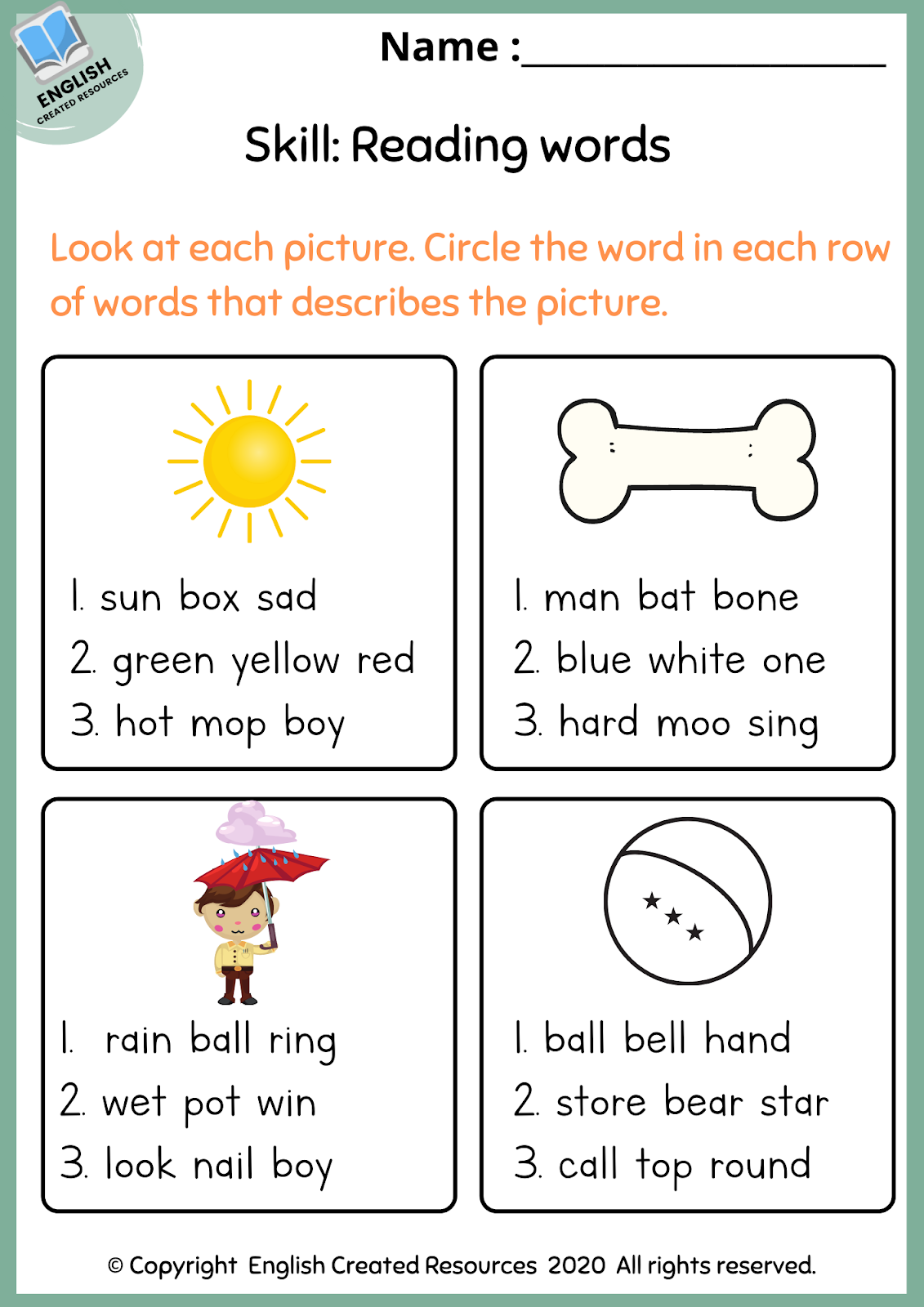 First Grade Basic Skills Worksheets - English Created Resources