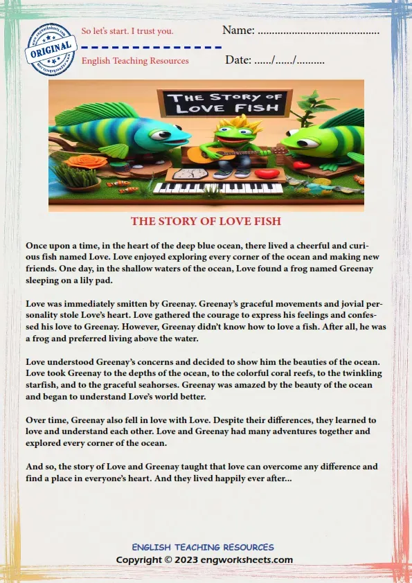 Free ESL Printable Grade 4 Reading Comprehension English ...