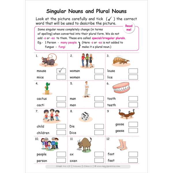 Class 1 | English Grammar | Nouns | Activity Based Worksheets ...