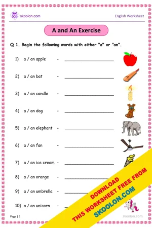 Grammar worksheet for Grade 1 Archives - skoolon.com - Worksheets Library