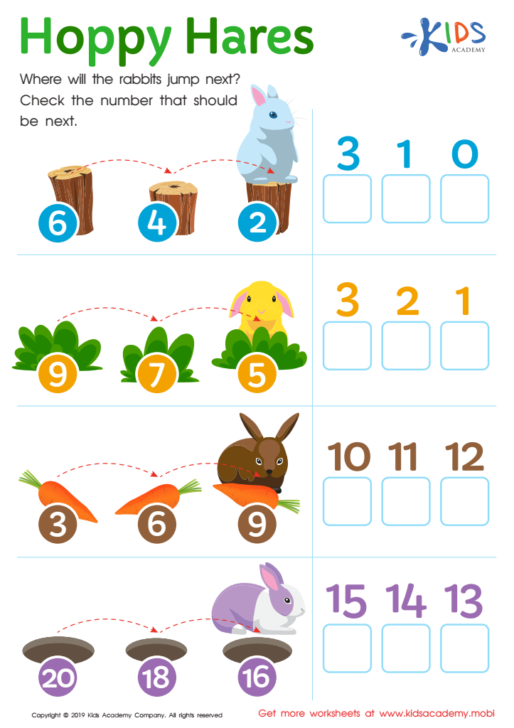 Hoppy Hares Worksheet for kids