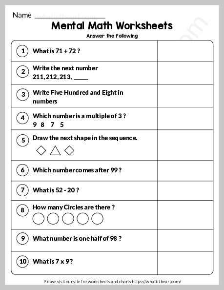 grade 1 maths worksheet pdf