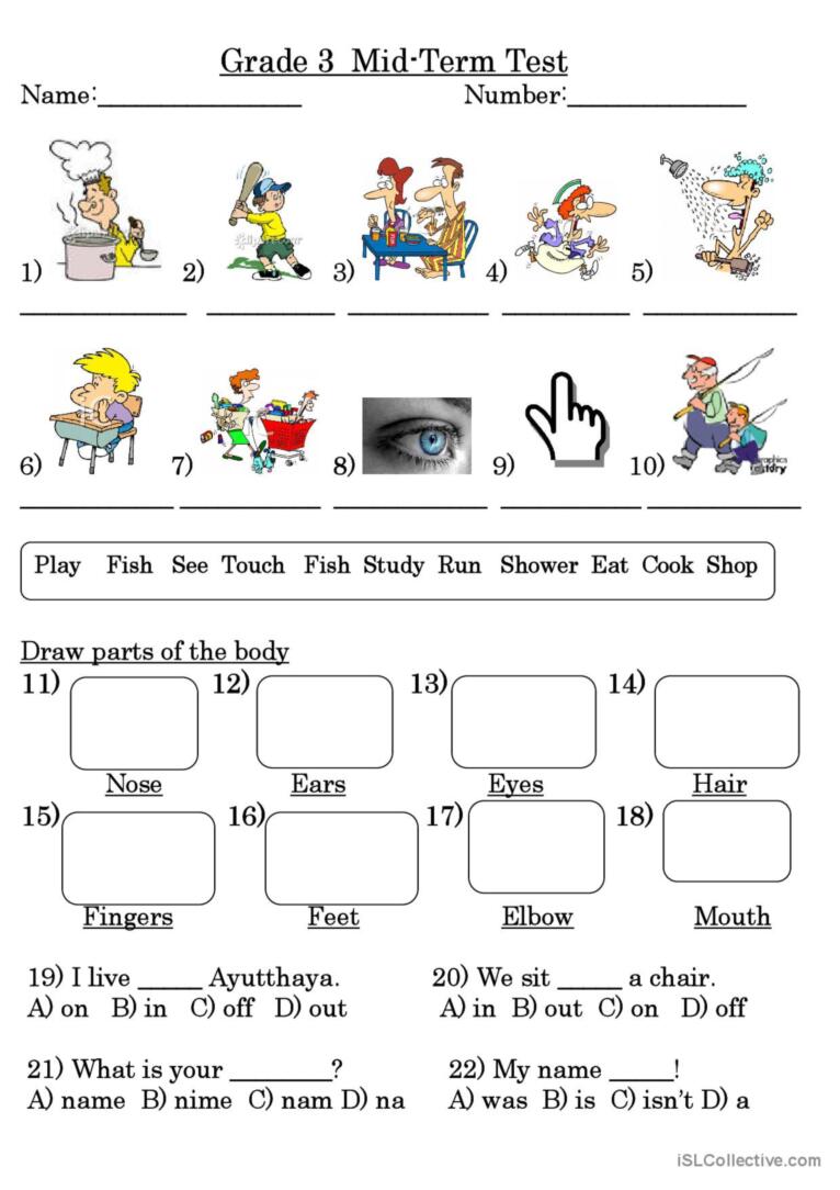 grade 3 language arts worksheet
