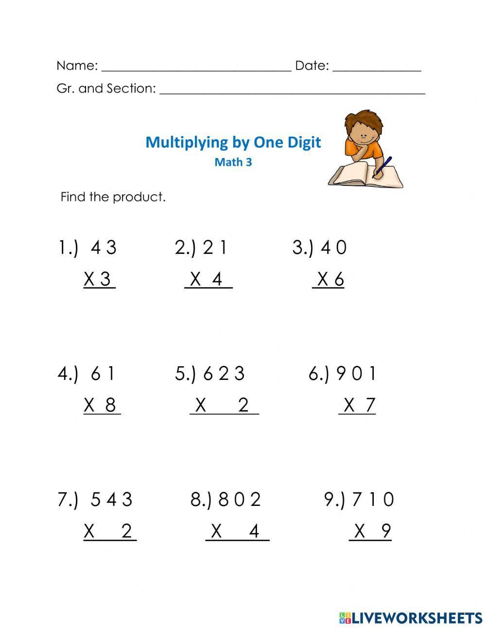 grade 3 multiplication worksheet