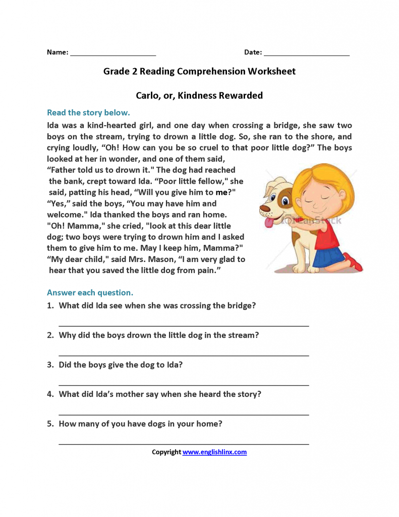 Reading Comprehension Worksheets For Grade 3 Pdf Worksheets For ...