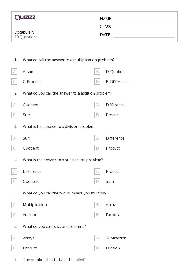 grade 3 vocabulary worksheet