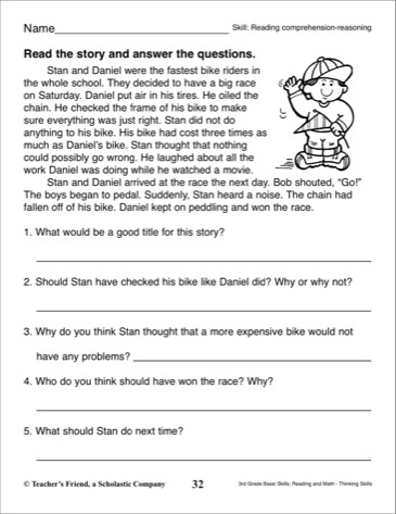 grade 3 writing worksheet