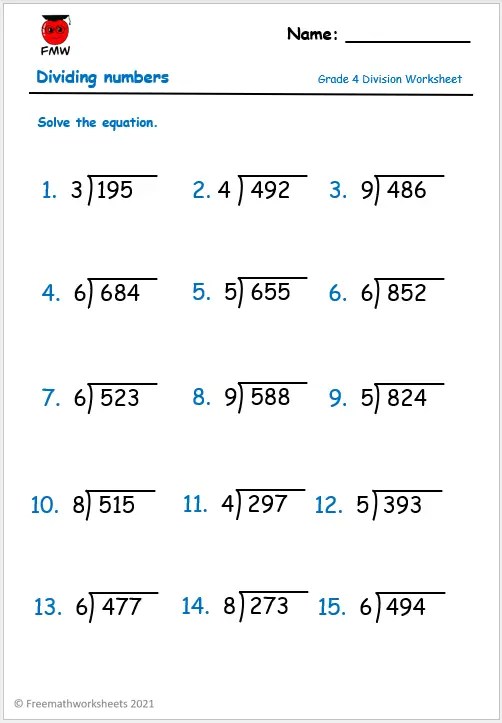 Grade 4 Division Worksheets | Free Worksheets | Printables