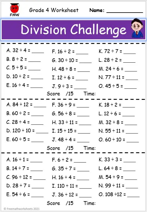Grade 4 Division Worksheets | Free Worksheets | Printables