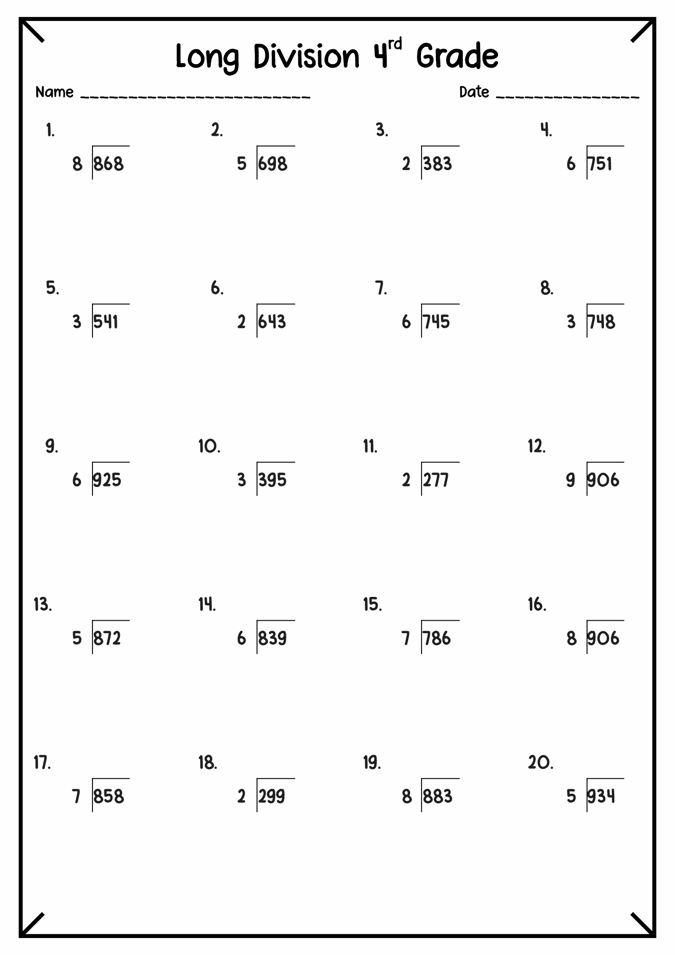 12 Long Division With Remainders Worksheets 4th Grade - Free PDF ...