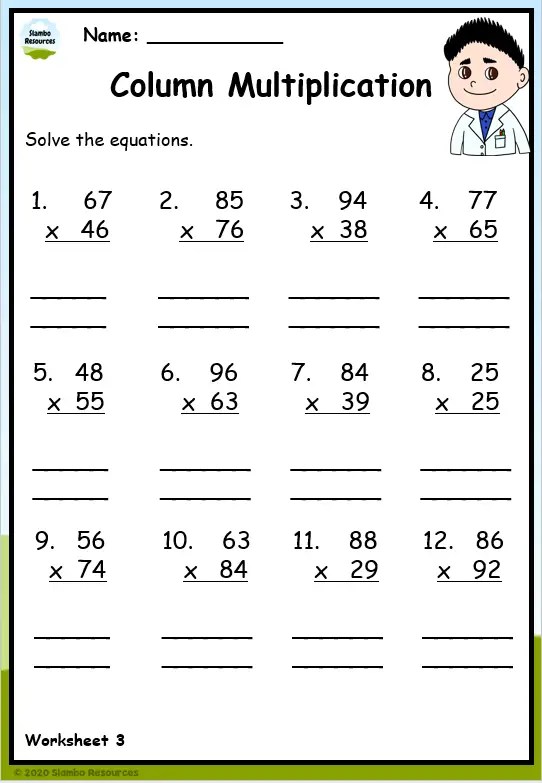 Grade 4 Multiplication Worksheets | Free Printables | Math Worksheets