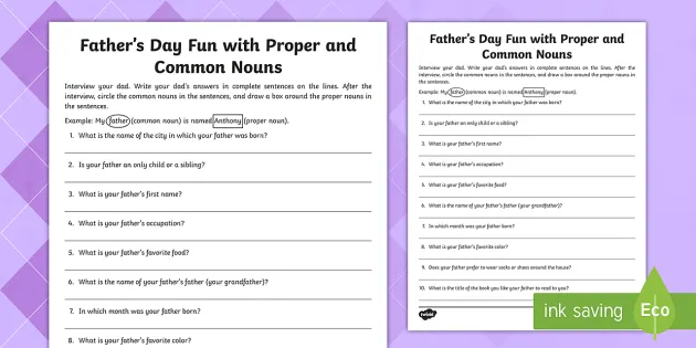 grade 5 common and proper noun worksheet