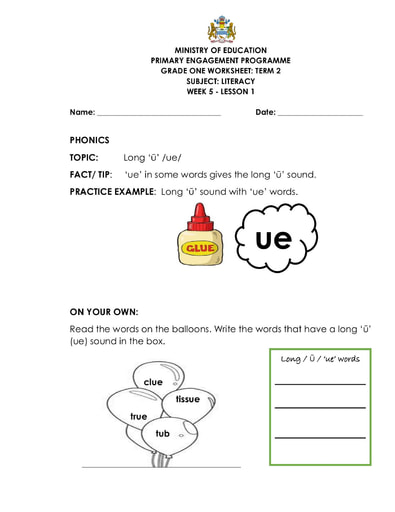 Grade 1 - Worksheets - Literacy