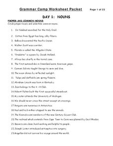 Grammar Camp Worksheet Packet Worksheet for 3rd - 5th Grade ...