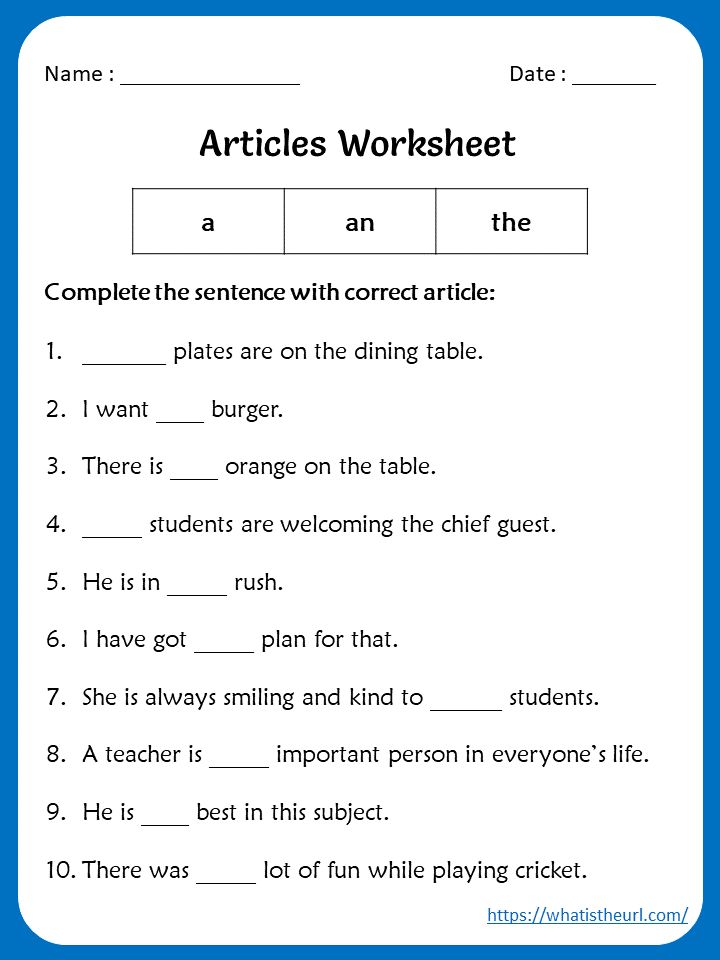 Articles Worksheets for 5th grade | Articles worksheet, English ...
