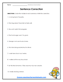grammar error worksheet