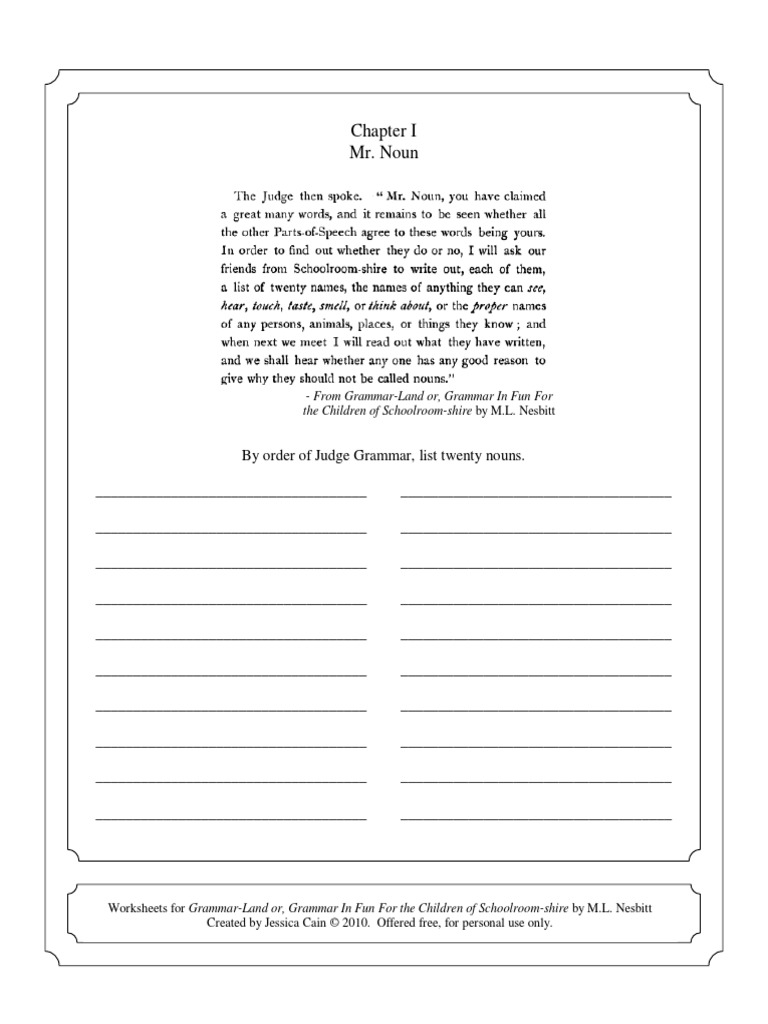 Grammar-Land Worksheets | PDF | Verb | Adjective