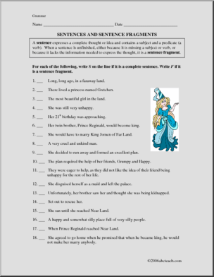 Grammar - Sentences (upper elementary) Worksheet I abcteach.com