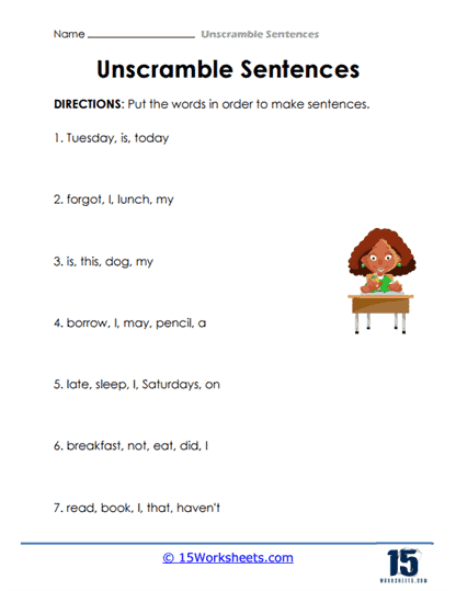 grammar sentences worksheet