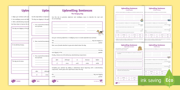 Grammar Worksheets for Year 6 PDF | Up-levelling Sentences