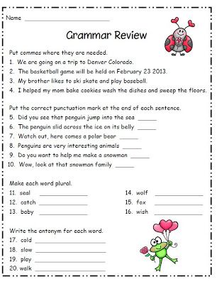 Grammar Review Freebie