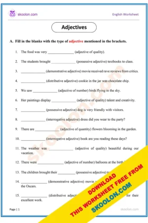 Grammar worksheet for Grade 4 Archives - skoolon.com