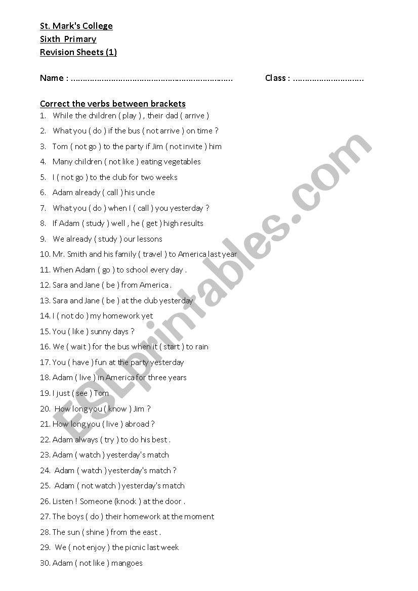 grammar worksheet college