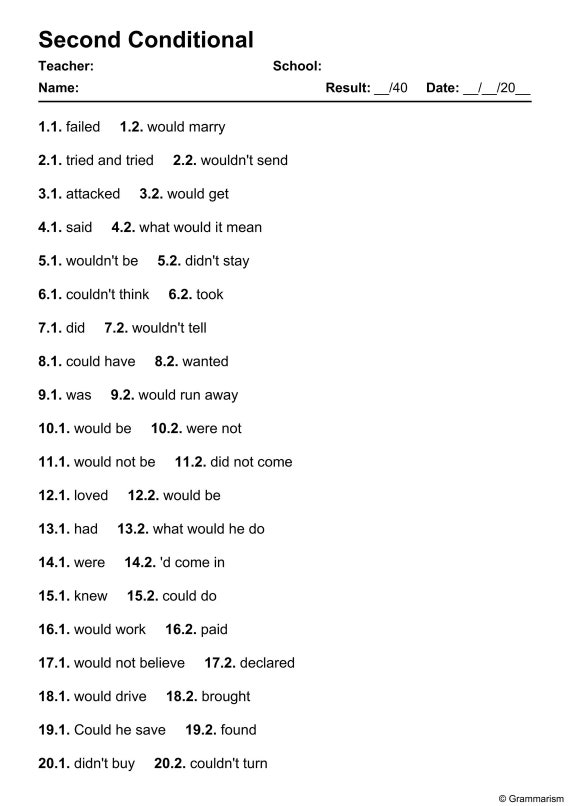 grammar worksheet college