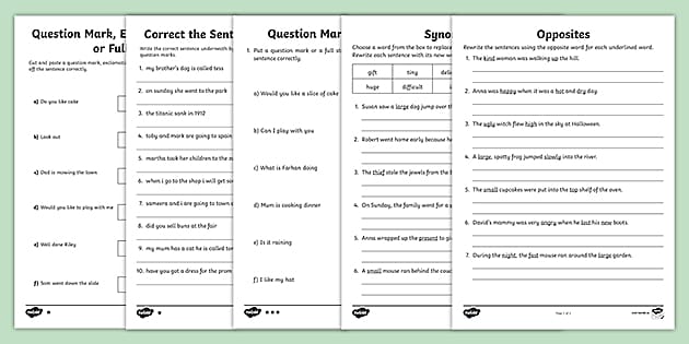 grammar worksheet first grade