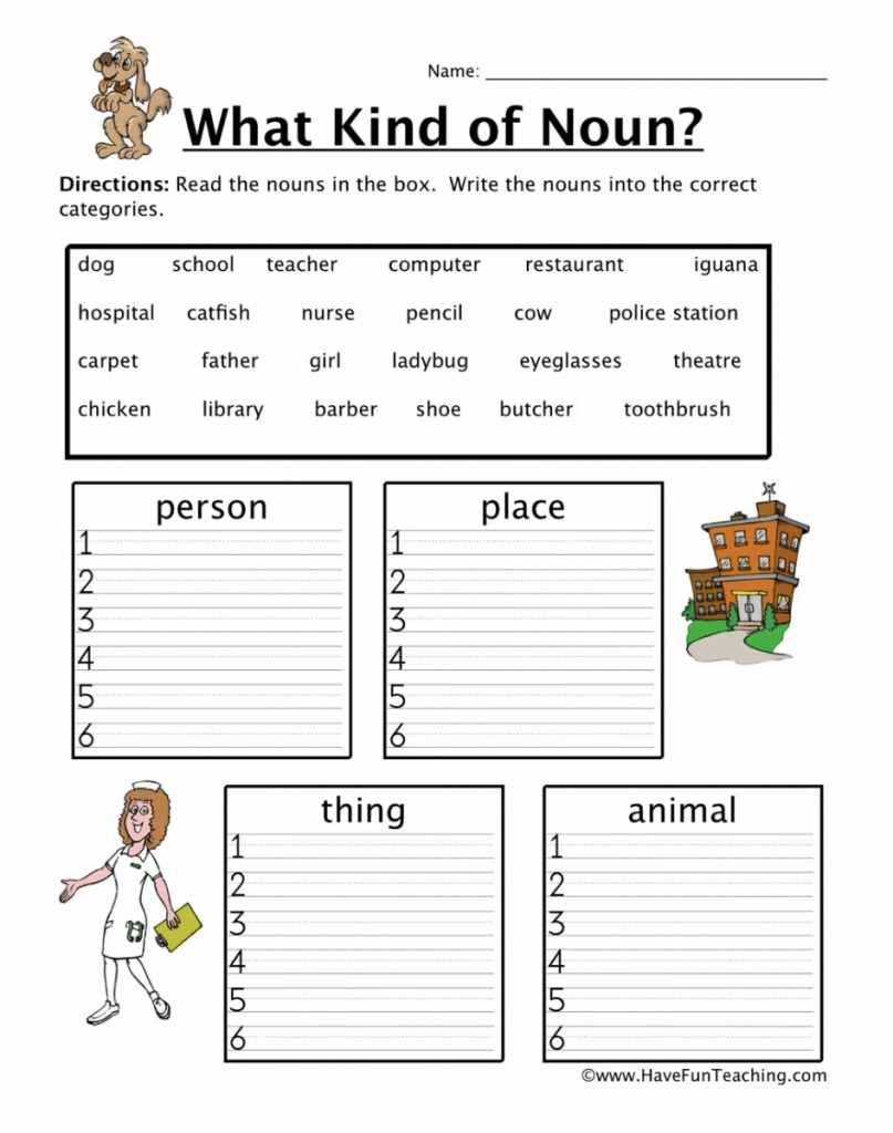 grammar worksheet for 1st graders