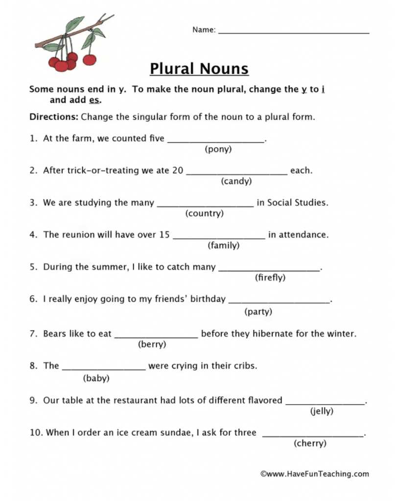 grammar worksheet for 1st graders