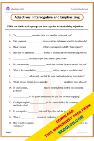 Grammar worksheet for Grade 4 Archives - skoolon.com