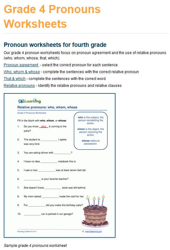 Hundreds of new grade 4 grammar worksheets | Worsheets library