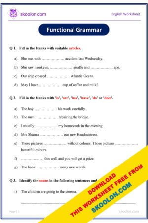 Grammar worksheet for Grade 4 Archives - skoolon.com