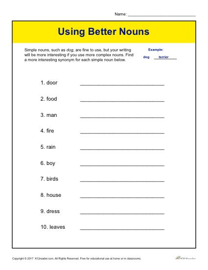Using Better Verbs | Printable 5th-7th Grade Grammar Activity