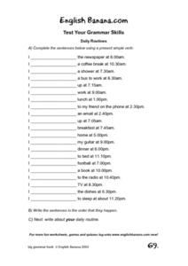 Test Your Grammar Skills: Daily Routines Worksheet for 5th - 7th ...