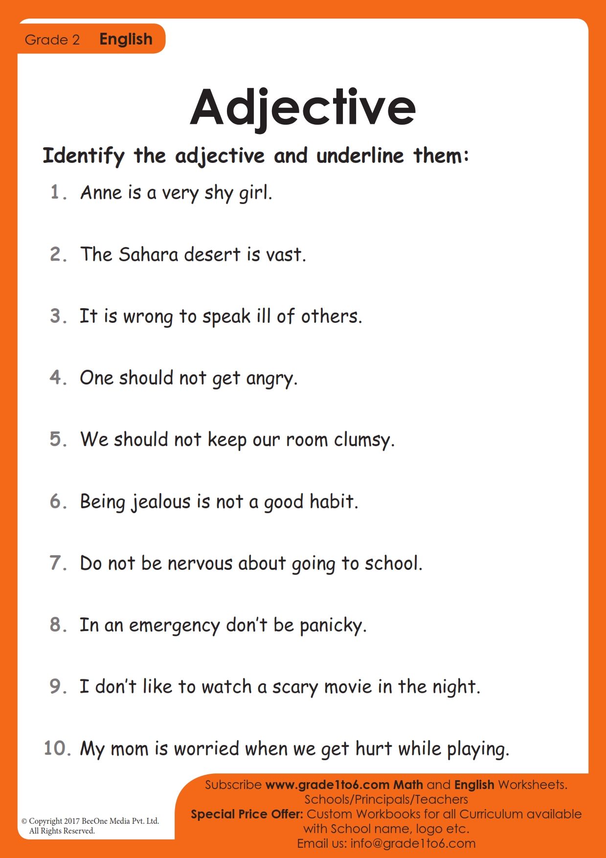 grammar worksheet for grade 2