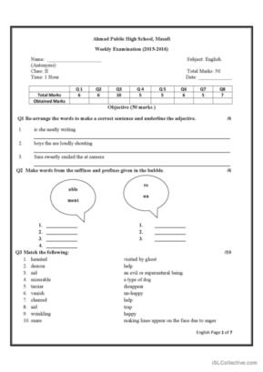 364 Grade 2 English ESL worksheets pdf &  doc